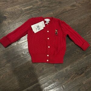 NWT Polo by Ralph Lauren Kids Red Cable Knit Cardigan Size 12 months